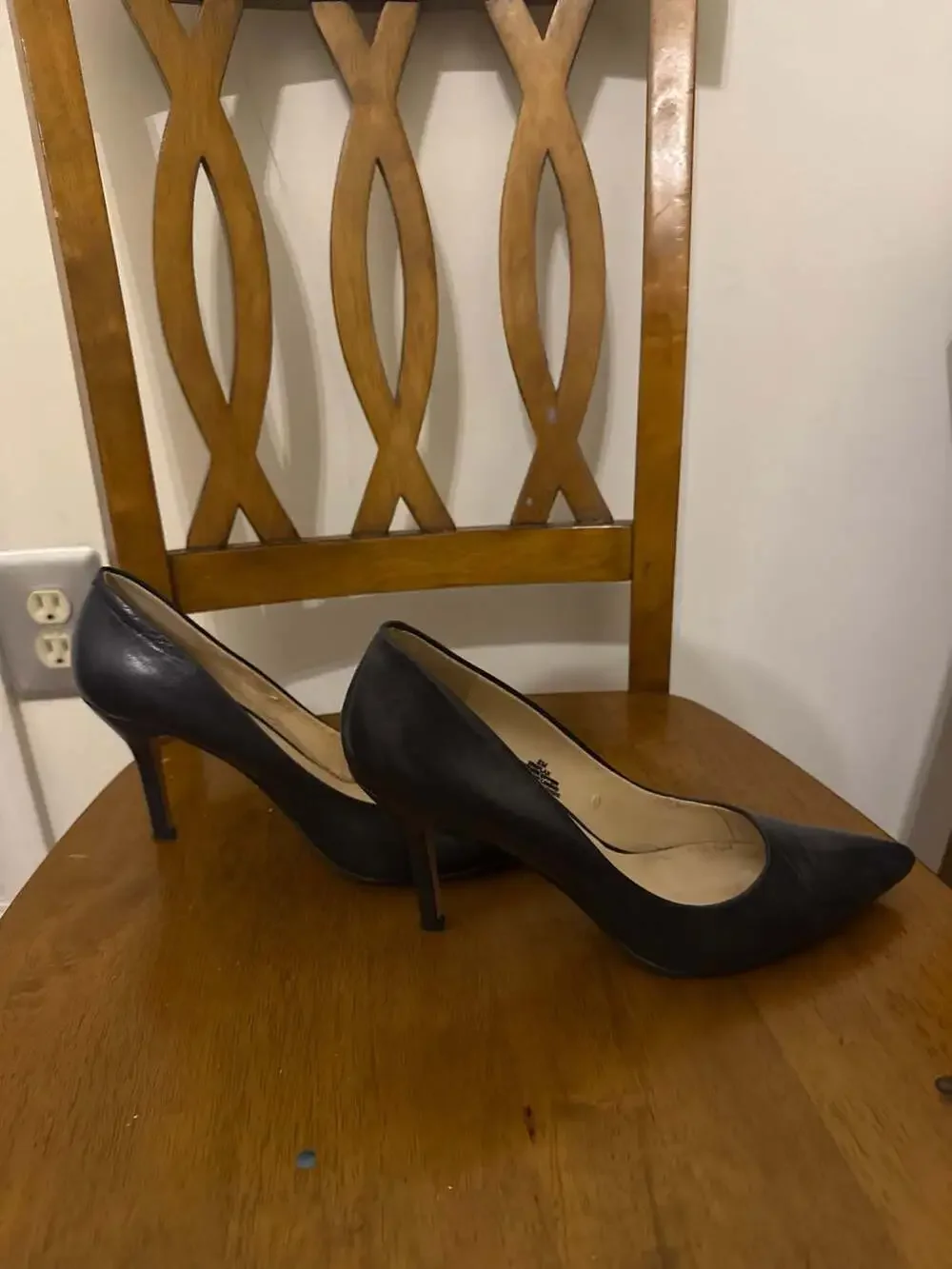 Nine West Flax Pointy Toe Stiletto Dress Pumps in Black Leather
